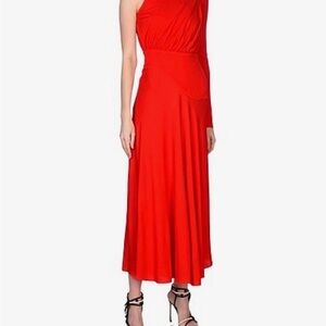 Chic One-Shoulder Red Dress